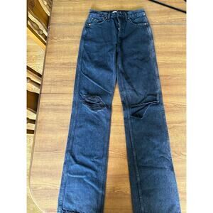 Redone Women's Denim Jeans 90s High Rise Loose Black Button Fly Size‎ 26
